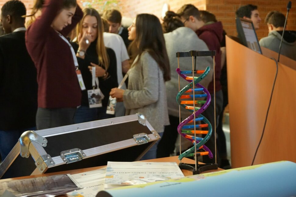Une classe de lycéens pendant le jeu de rôle de la boîte à métiers