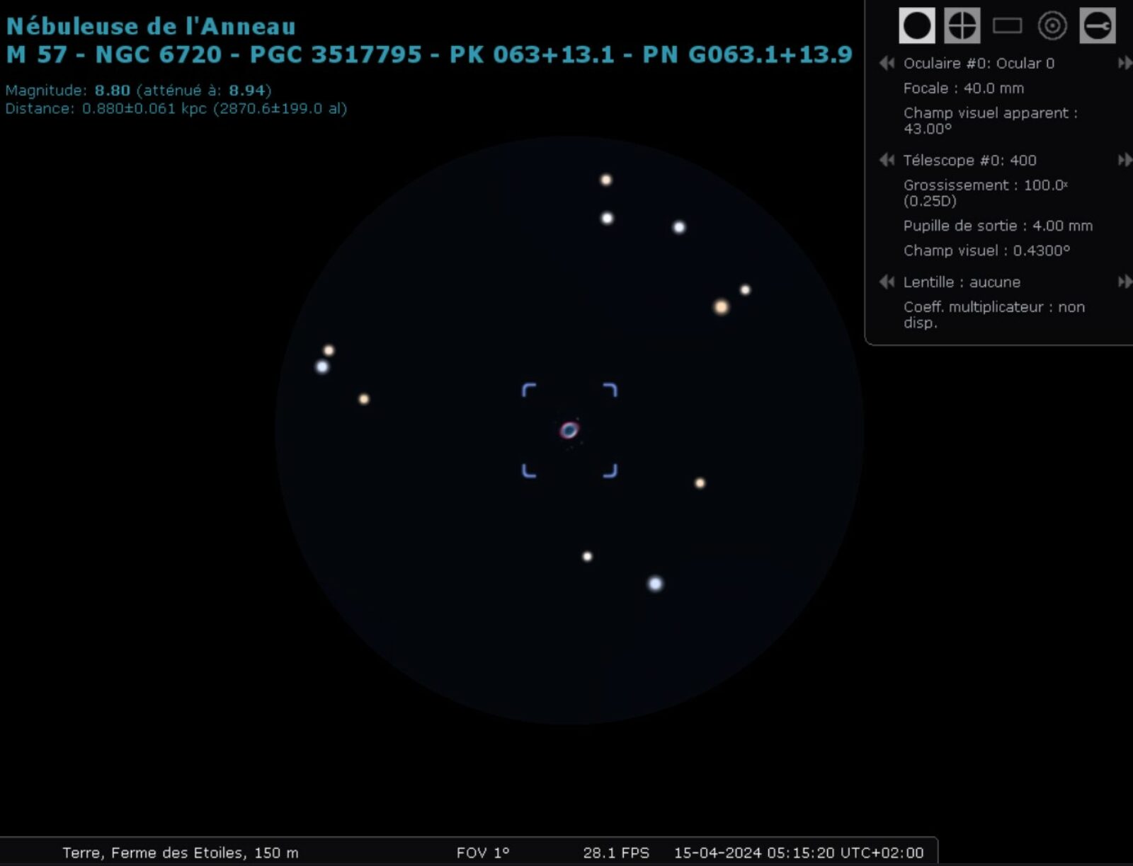 Image du simulateur d’oculaire de Stellarium